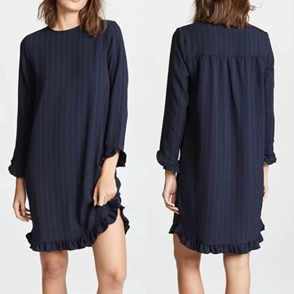 Ganni Dresses Ganni Navy Blue Pinstripe Clark Sheath Dress